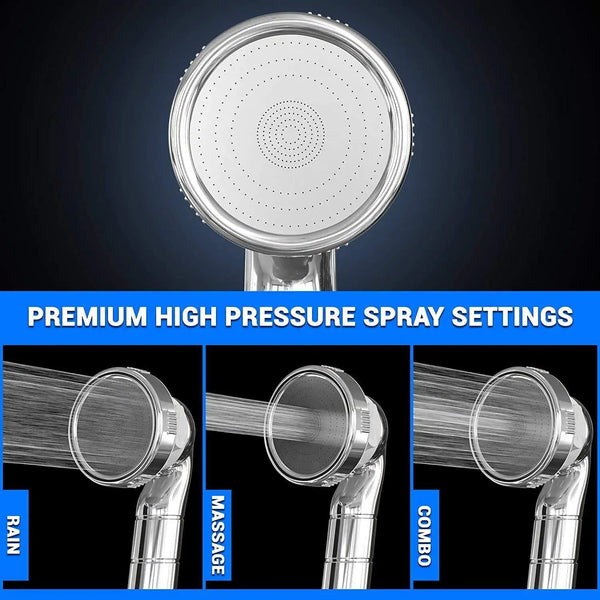 Luxury Filtered Shower Head with Handheld Hose Hard Water Softener High Pressure